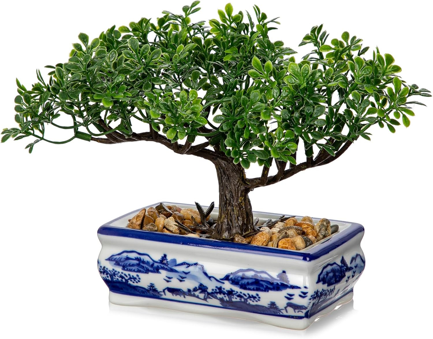Artificial Bonsai Tree with Blue and White Porcelain Pot, Fake Bonsai for Home O