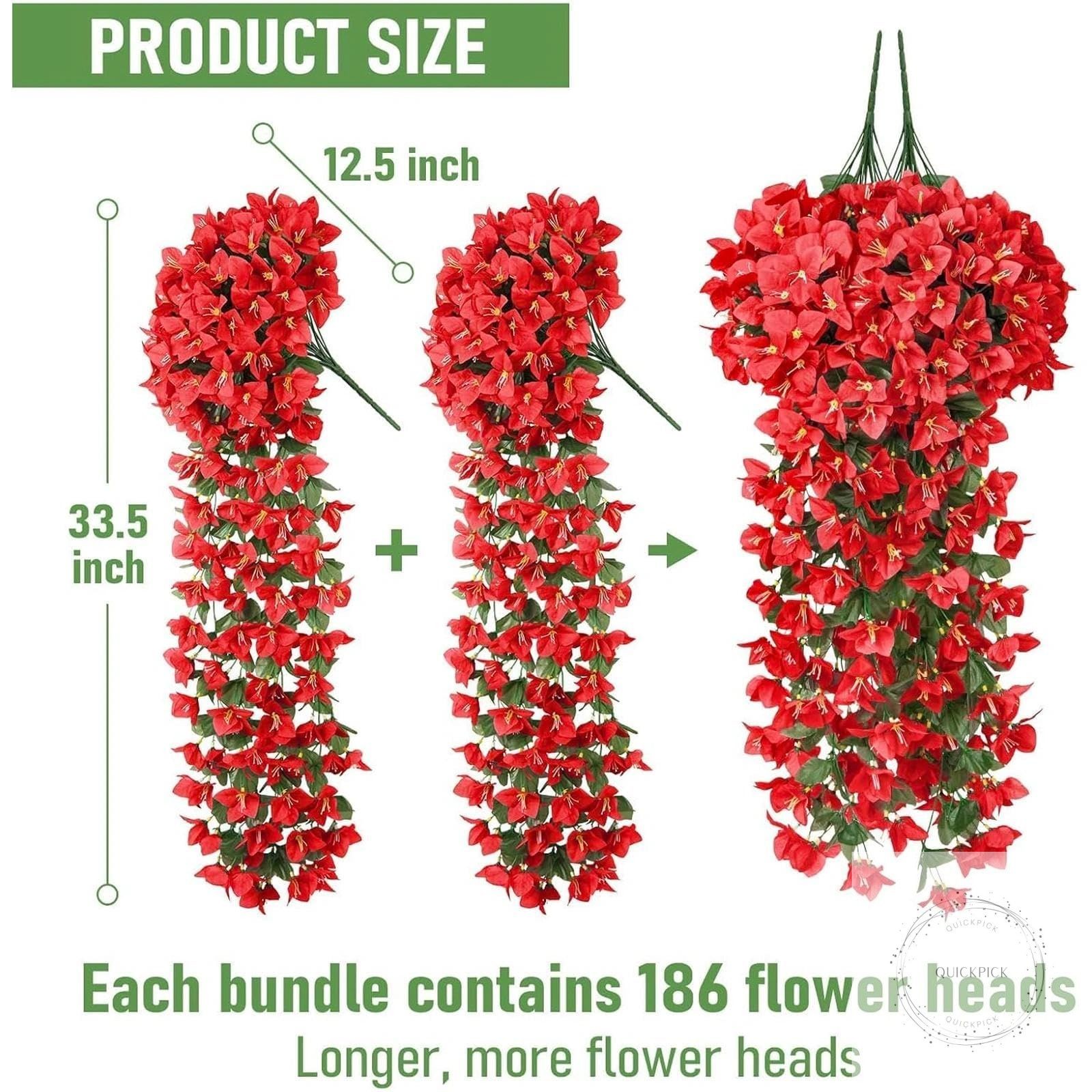 Artificial Bougainvillea for Outdoors Faux Plants UV Resistant Flowers Fake Plas