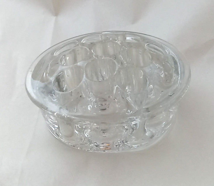 Flower Frog Floral Arrangements Clear Glass 3.25″ 11 hole – 5″ 16 hole Lot of 2