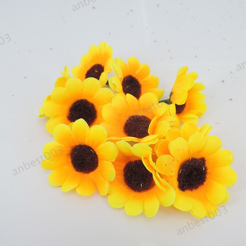7cm Mini Silk Sunflower Artificial Fake Flowers Head For diy Wedding Party