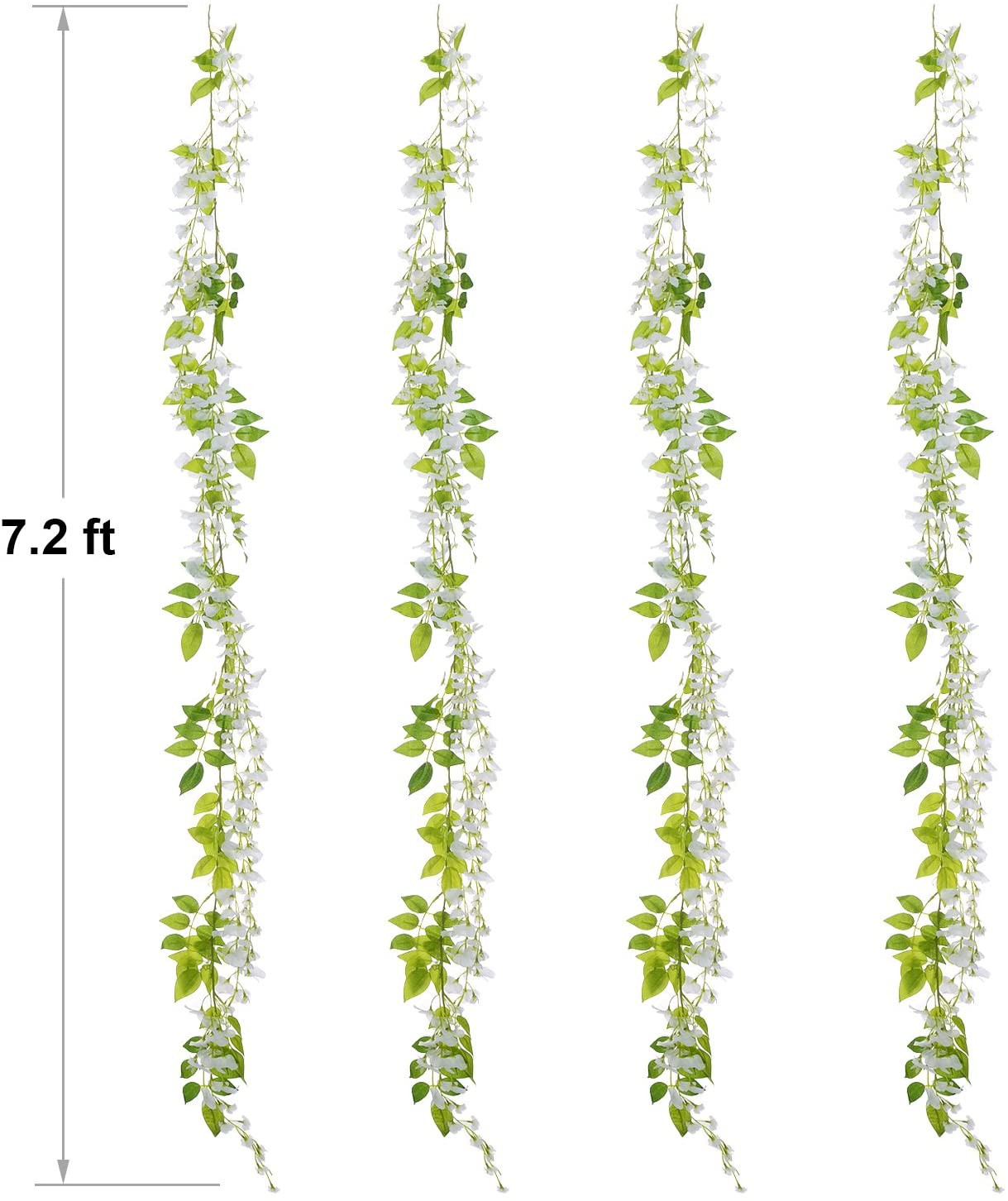 4Pzs Guirnalda Flores Artificiales 28.8Ft Glicinia Seda Boda Jardin Decoracion