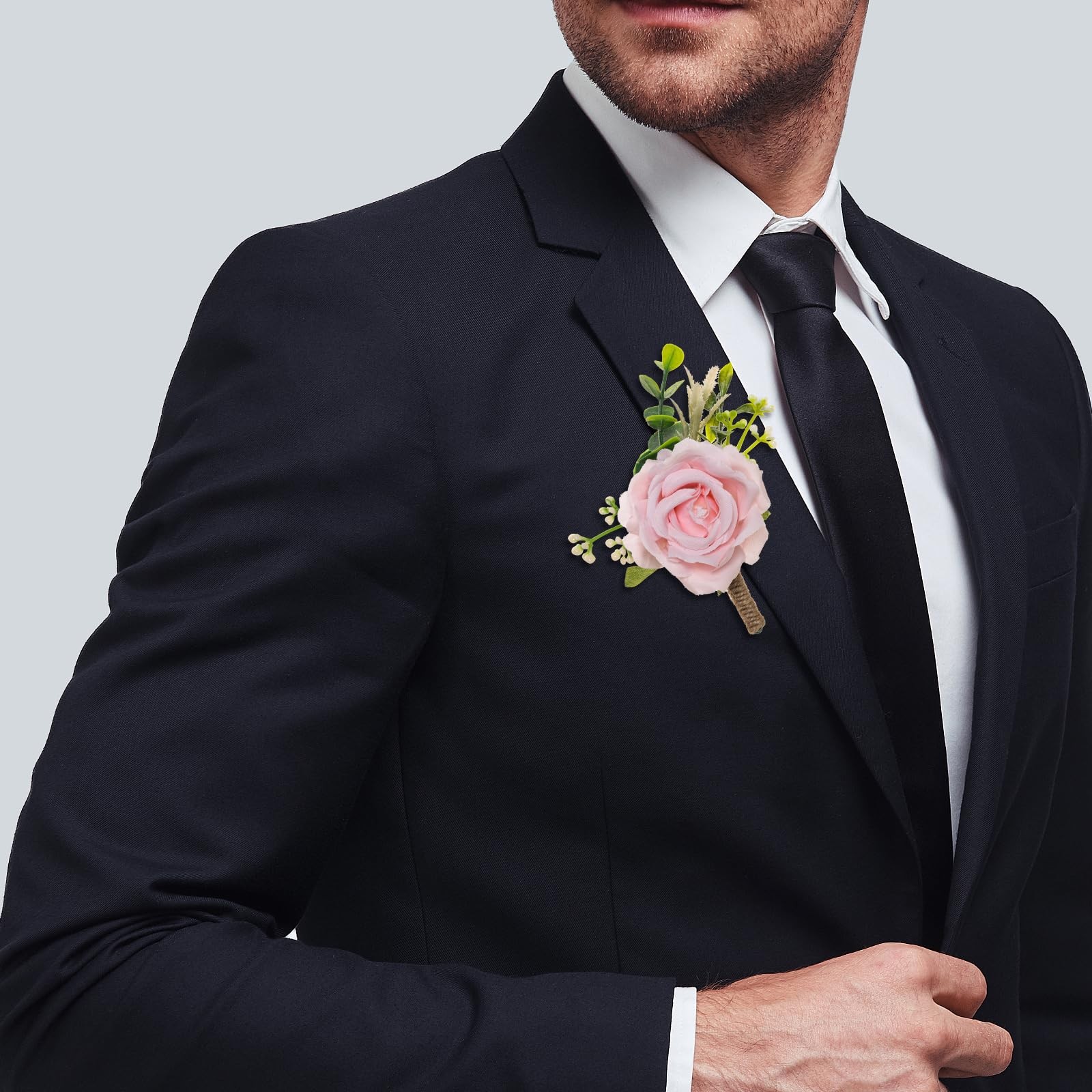 Ivory Rose Boutonniere for Men Wedding Set of 6 Groom Groomsmen Best Man Arti…