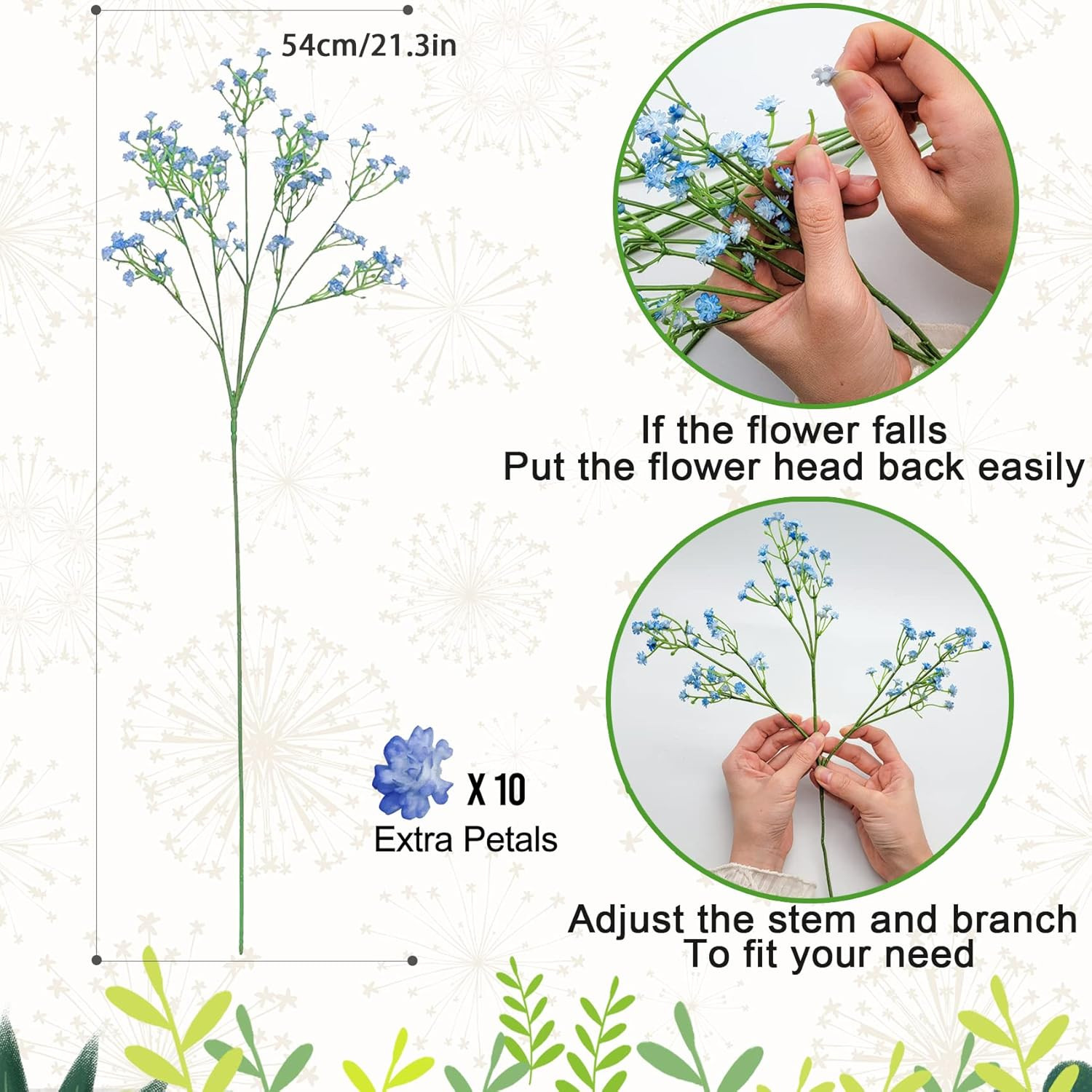 JIFTOK Babys Breath Artificial Flowers, 12 Pcs Fake Flowers Gypsophila Bouquet F