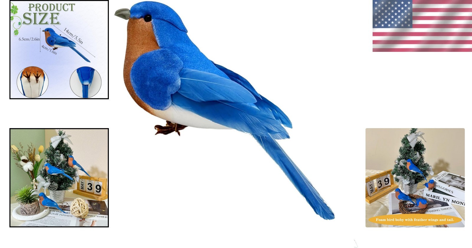 Bluebird Artificial Bird – Stunning Home Decor Accent for Round Beauty