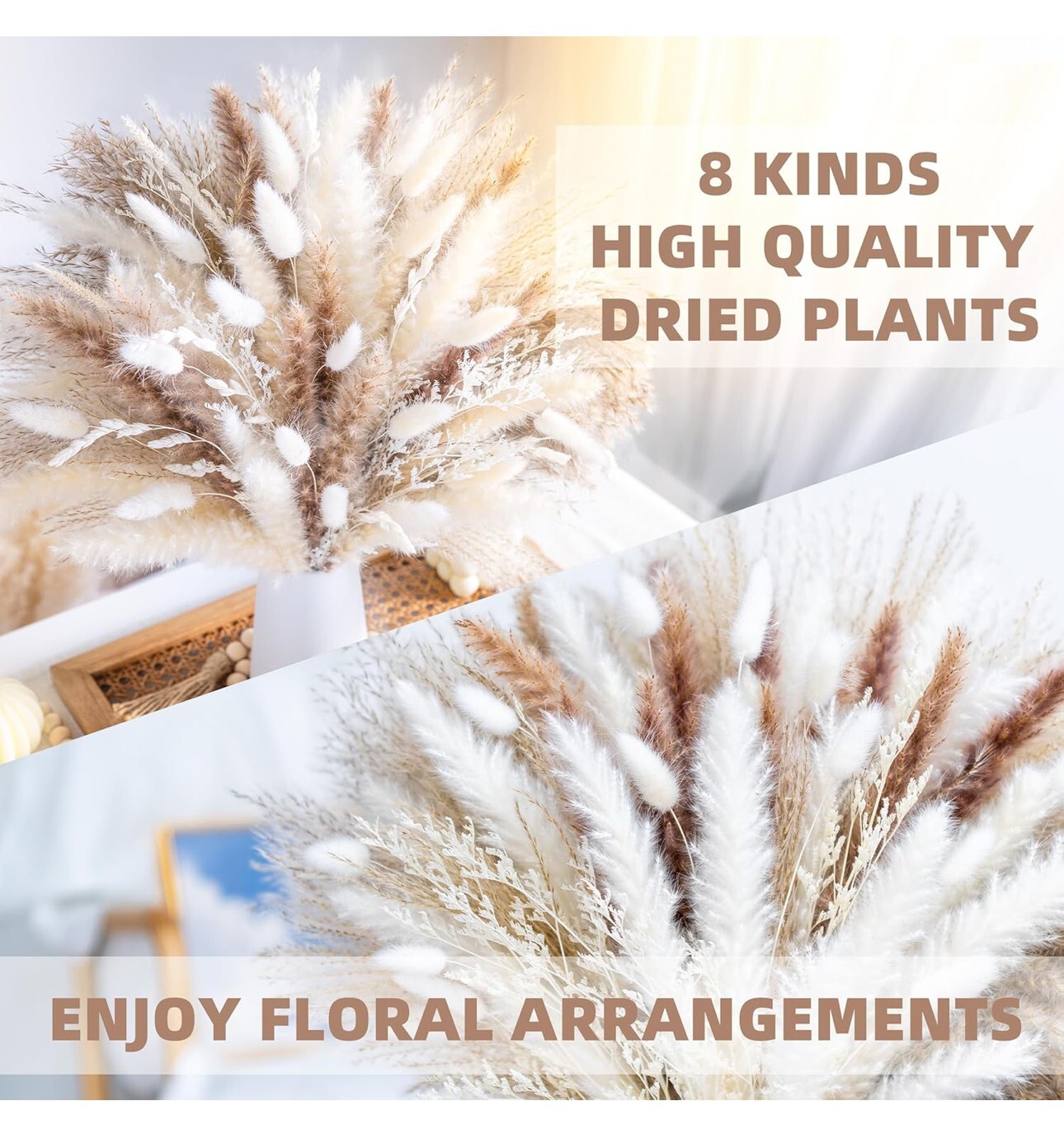 86PCS Natural Dried Pampas Grass Boho Home Decor