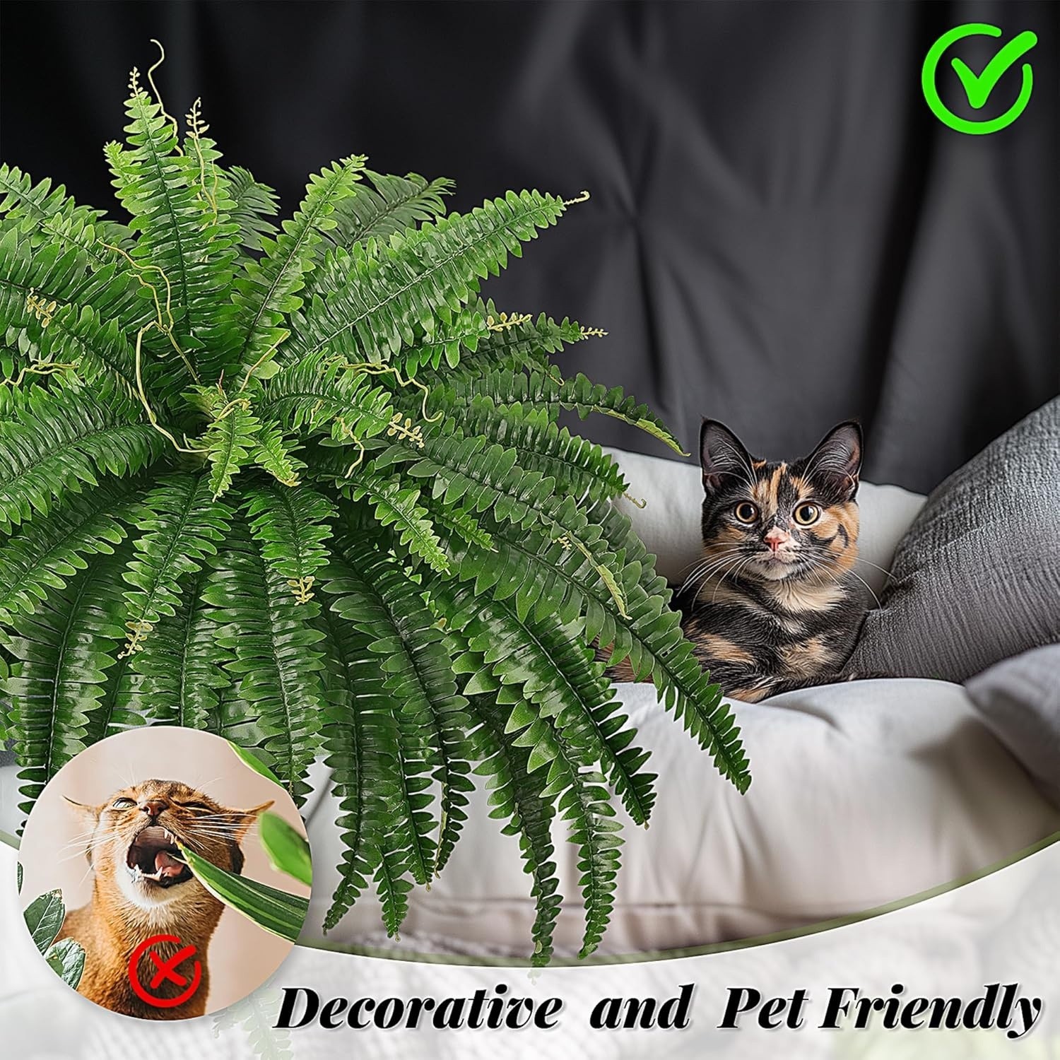 45″ Fake Ferns, Realistic Large Artificial Bush Plants, 2 Artificial Boston Fern