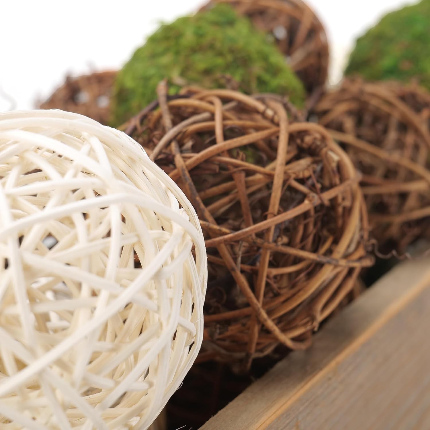 18Pcs Decorative Balls for Centerpiece Bowl – 6Pcs Fake Moss Balls + Rustic