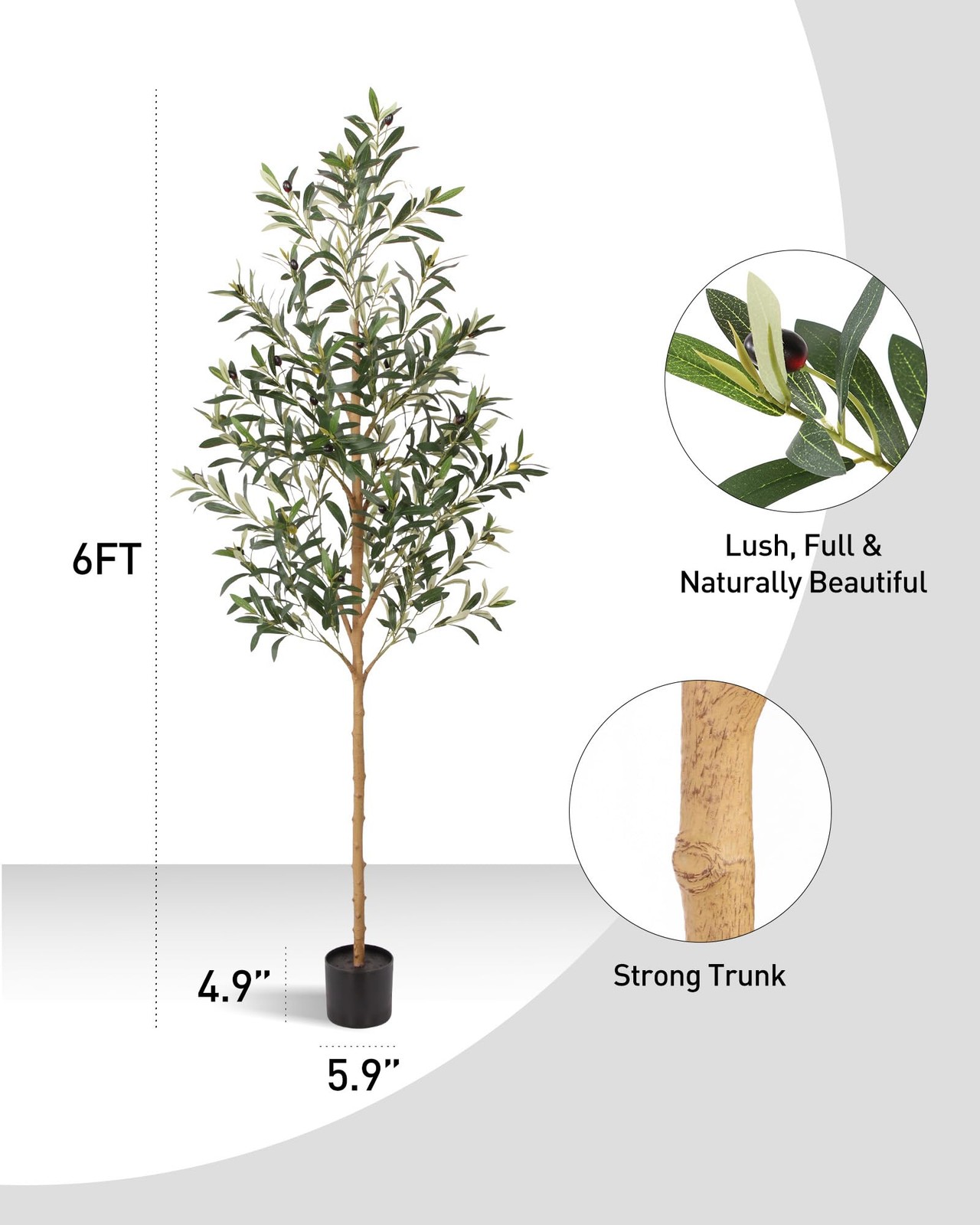 6FT Olive Trees Artificial Indoor, Tall Fake Olive Tree (72in) with Realistic…
