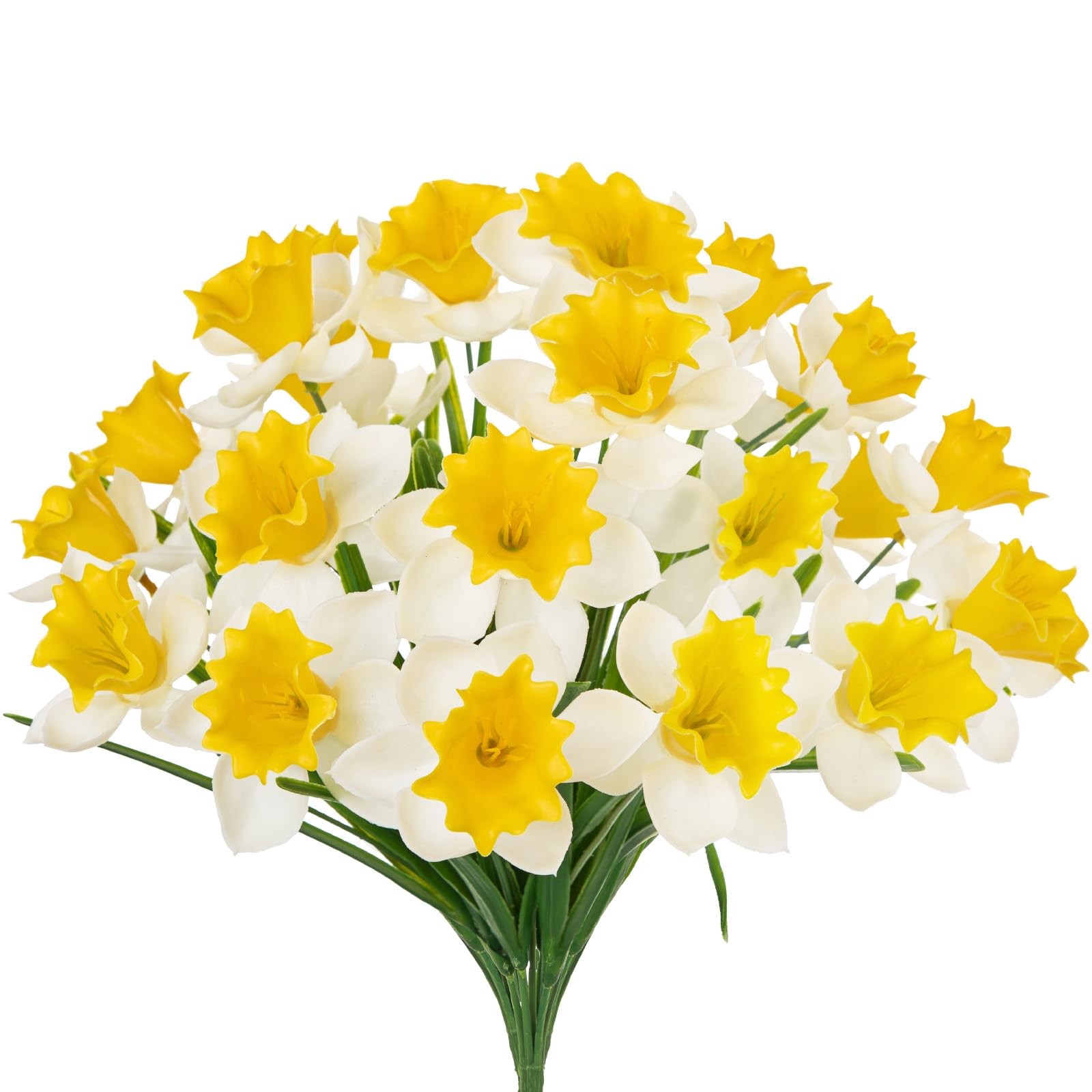 3 Bundles Daffodils Artificial Flowers, 15″ Faux Daffodils with 21 Flower Hea…