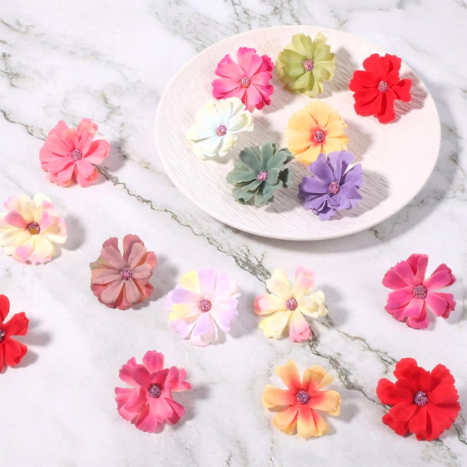 100 Pcs Fake Flower Heads Spring Assorted Small Flower Decorative Artificial …