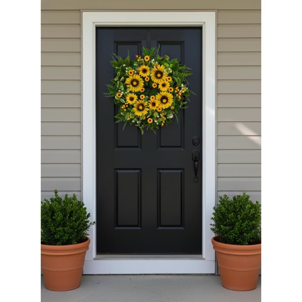 24In Handmade Sunflower Wreath Spring Summer Front Door Home Decor