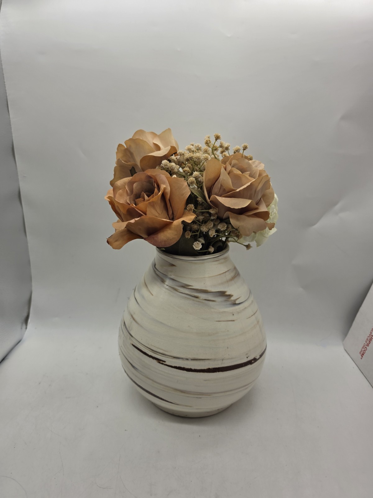 Pink and white Bouquets, Artificial Floral Arrangements Glass Vase New