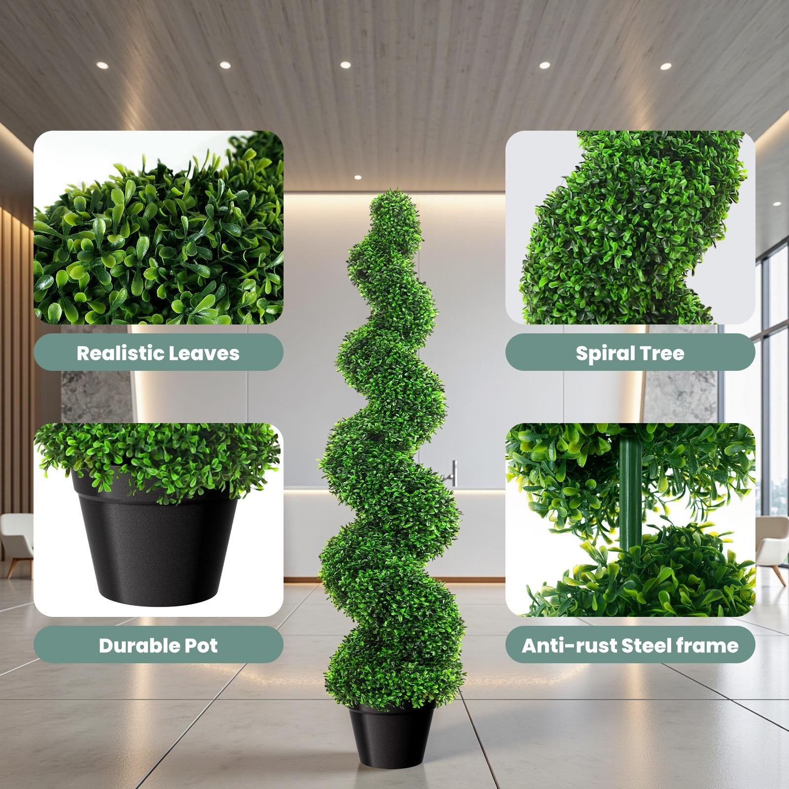 2Pack 3′ Artificial Topiary Tree Faux Plant w/ Extra Leaves Indoor&Outdoor Decor