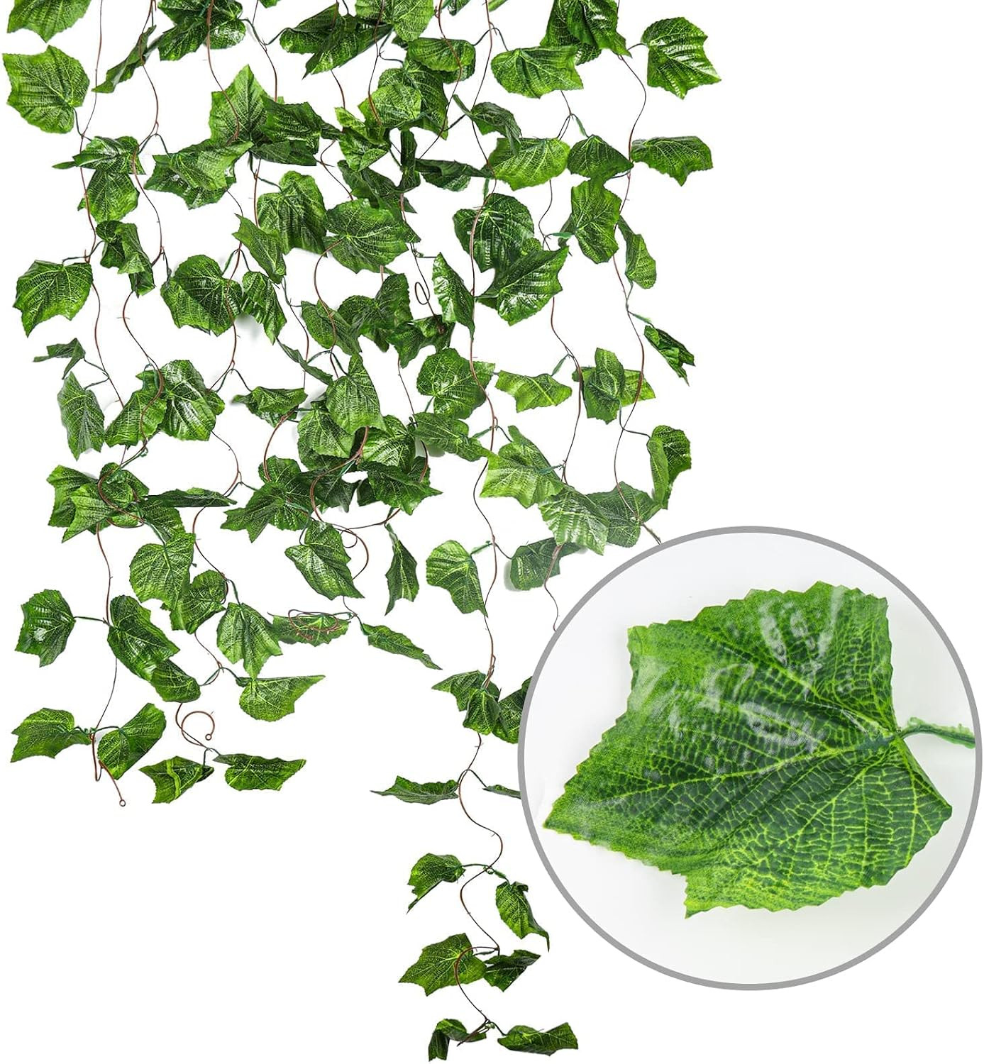 8 Ft 5Pcs Artificial Greenery Ivy Vine Plants Foliage Grape Leaves Vine Simulati