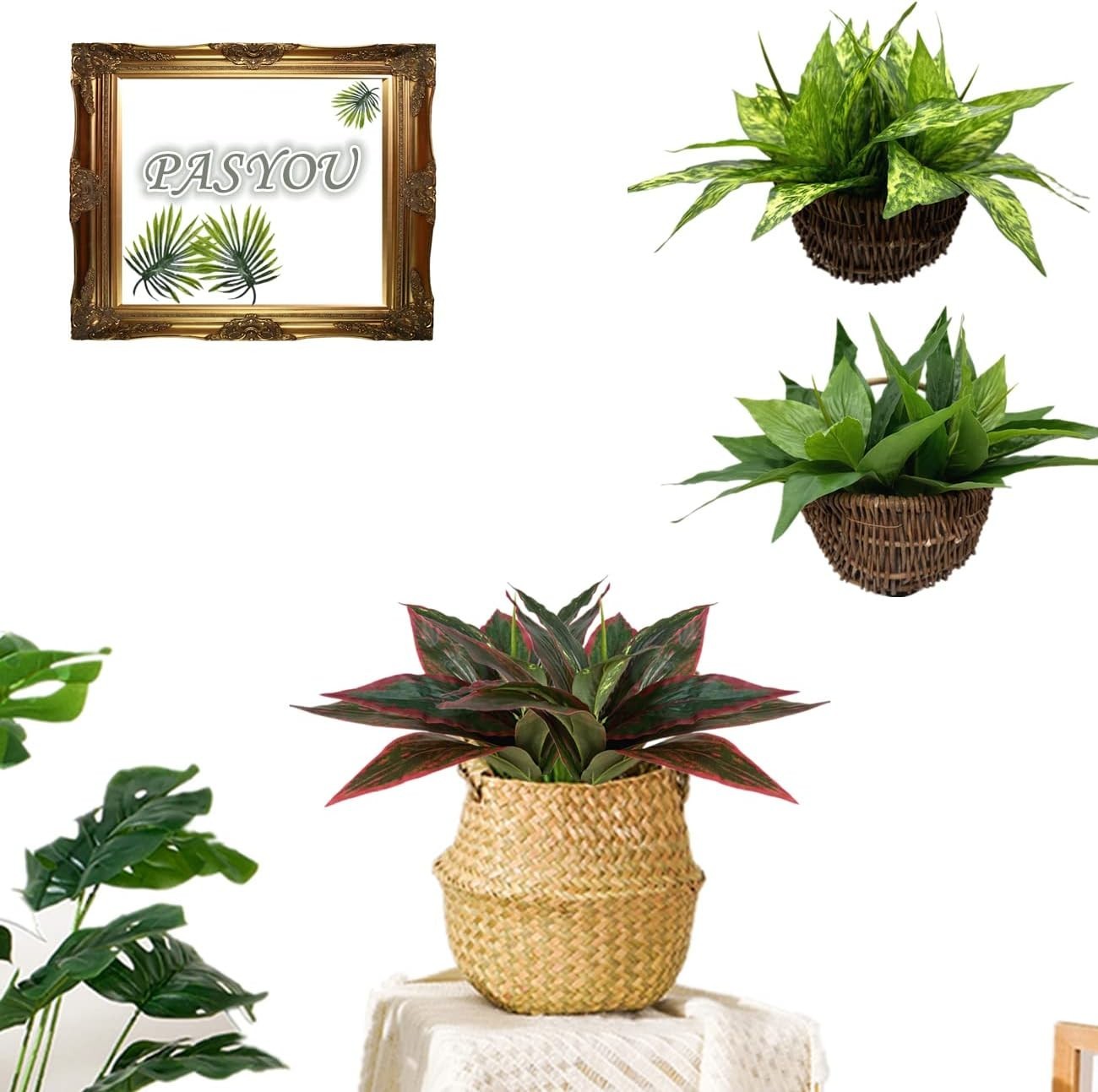 10″ Artificial Red Agave Plant Set – Lifelike Faux Decor for Indoor/Outdoor Use