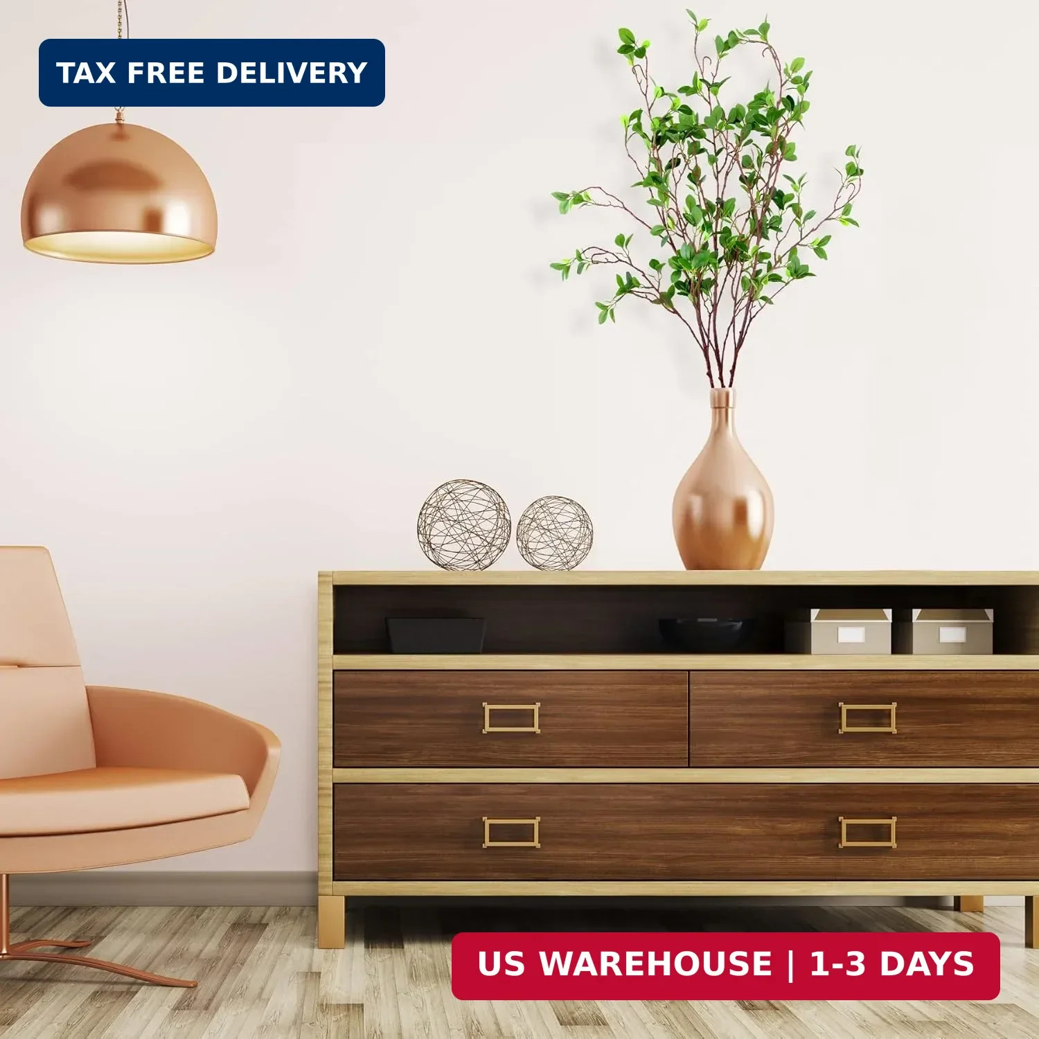 45 Artificial Ficus Branches 3 Piece Faux Greenery Stems for Home Decor