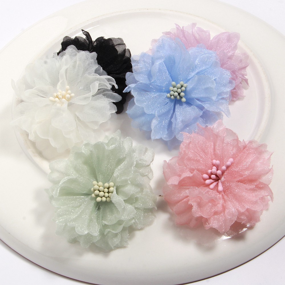 5cm Handmade Chiffon Multilayer Fabric Cored Flowers For DIY Hair Accessories