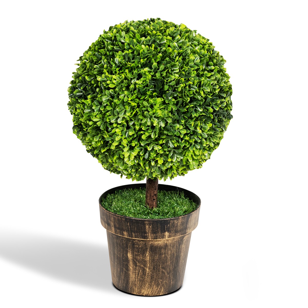 2PCS 22″ Round Artificial Boxwood Topiary Tree Home Office Outdoor Decorations