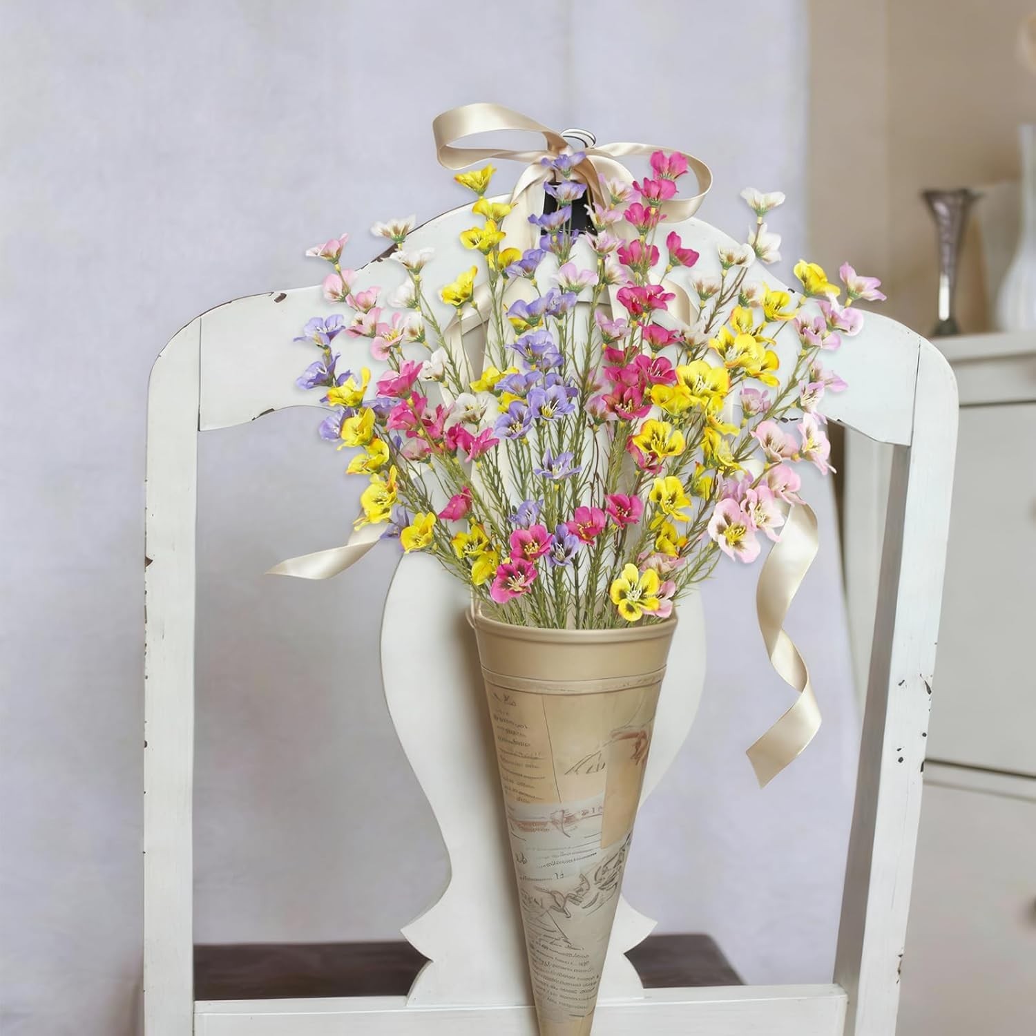16PCS Gradient Multicolor Faux Wildflowers for Wedding Table Decor