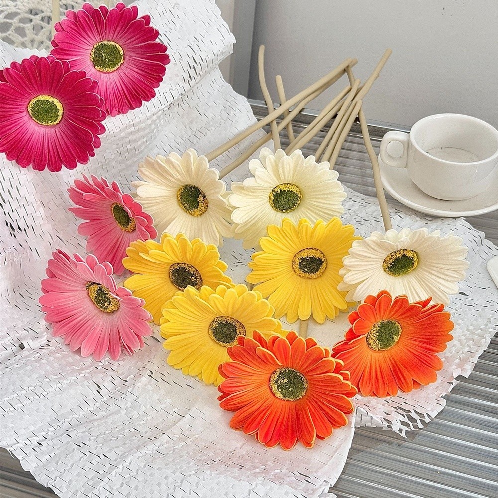 PU Artificial Gerbera Daisy Flowers for Wedding for hotel Home Decor Floral