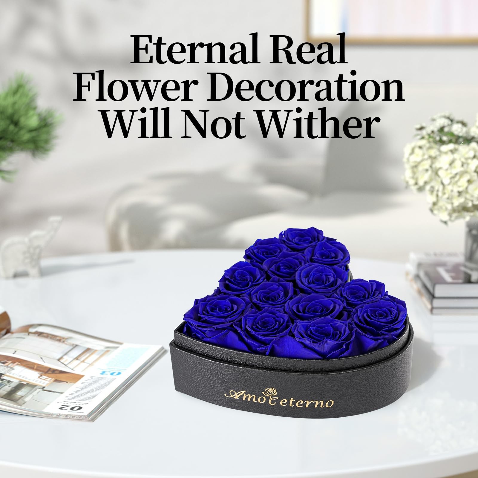 Blue Forever Rose In A Box Fresh Flowers Preserved Birthday Gifts For Her