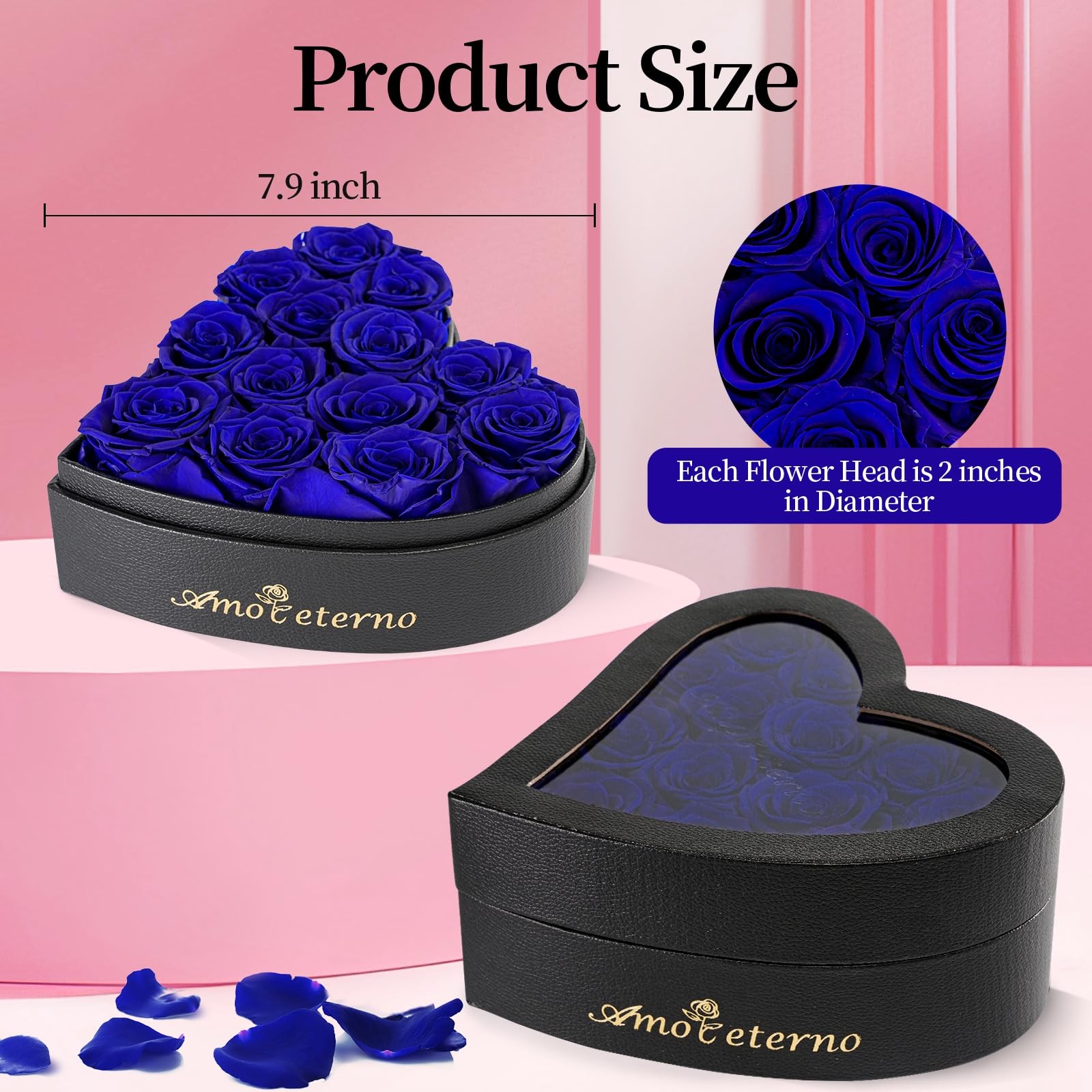 Blue Forever Rose In A Box Fresh Flowers Preserved Birthday Gifts For Her