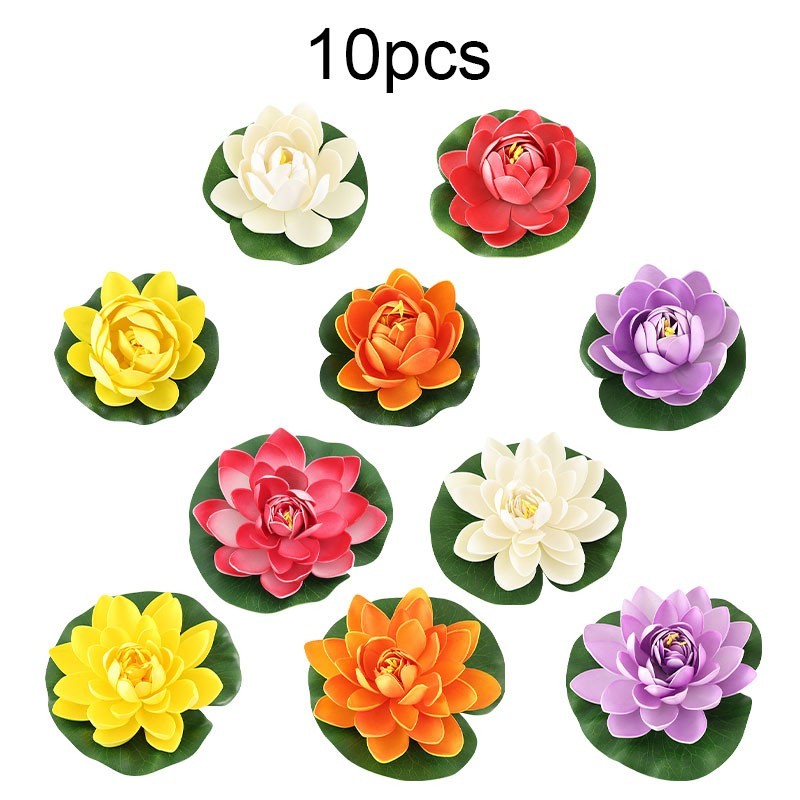 Realistic Floating Lotus Flowers for Fish Tank and Pond Decorations 10 Pcs