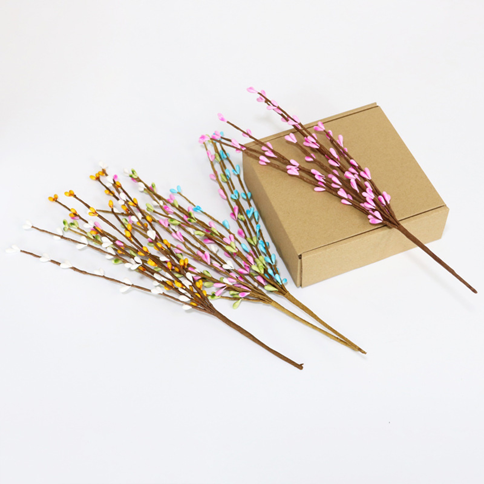 White Green Pink Easter Berry Stems 30cm Decor