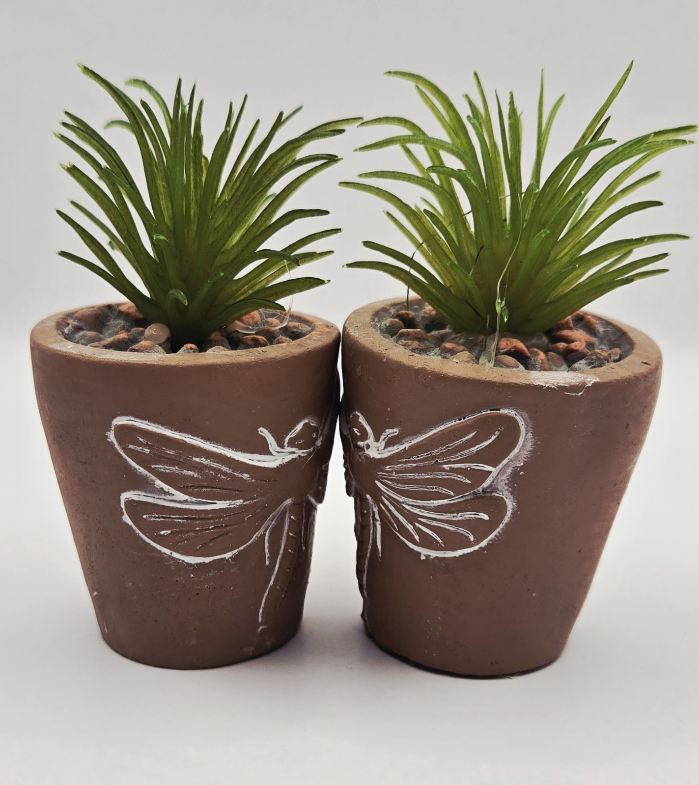 3 Inch 2 Pack Decorative Artificial Succulent – Dragonfly Pattern Terracotta