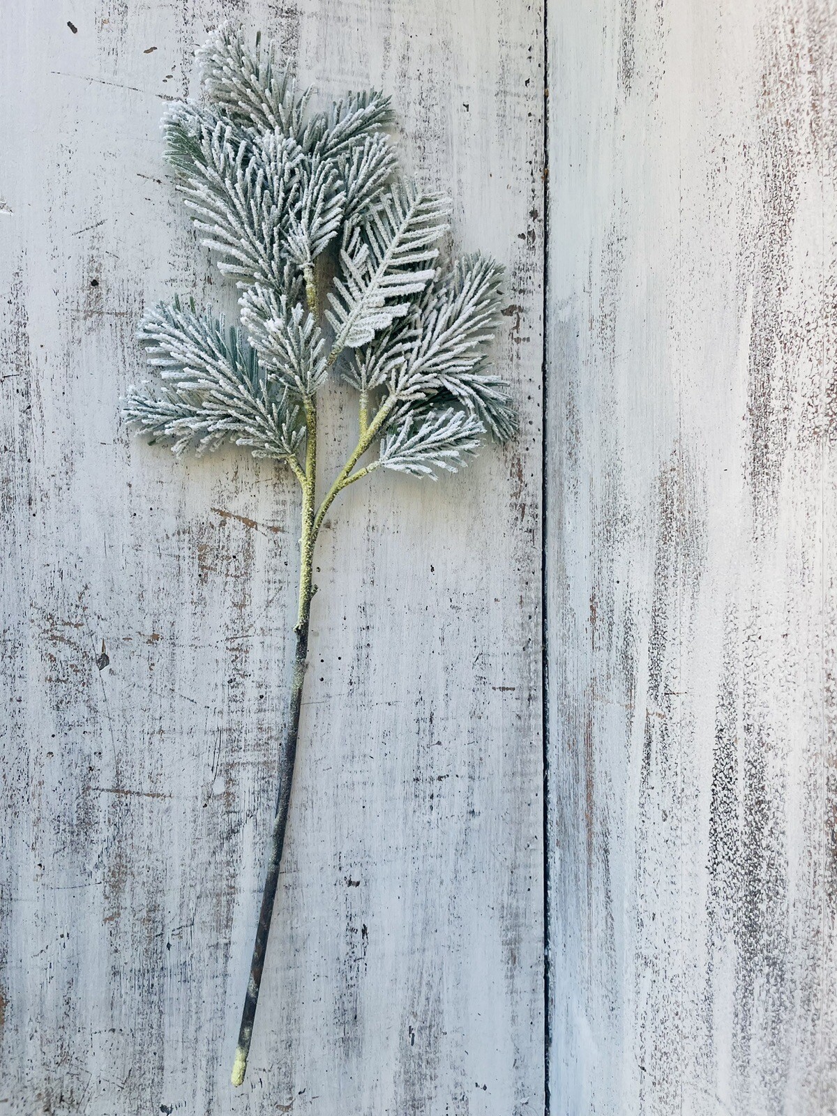Flocked Pine Pick, 24” Christmas Or Winter