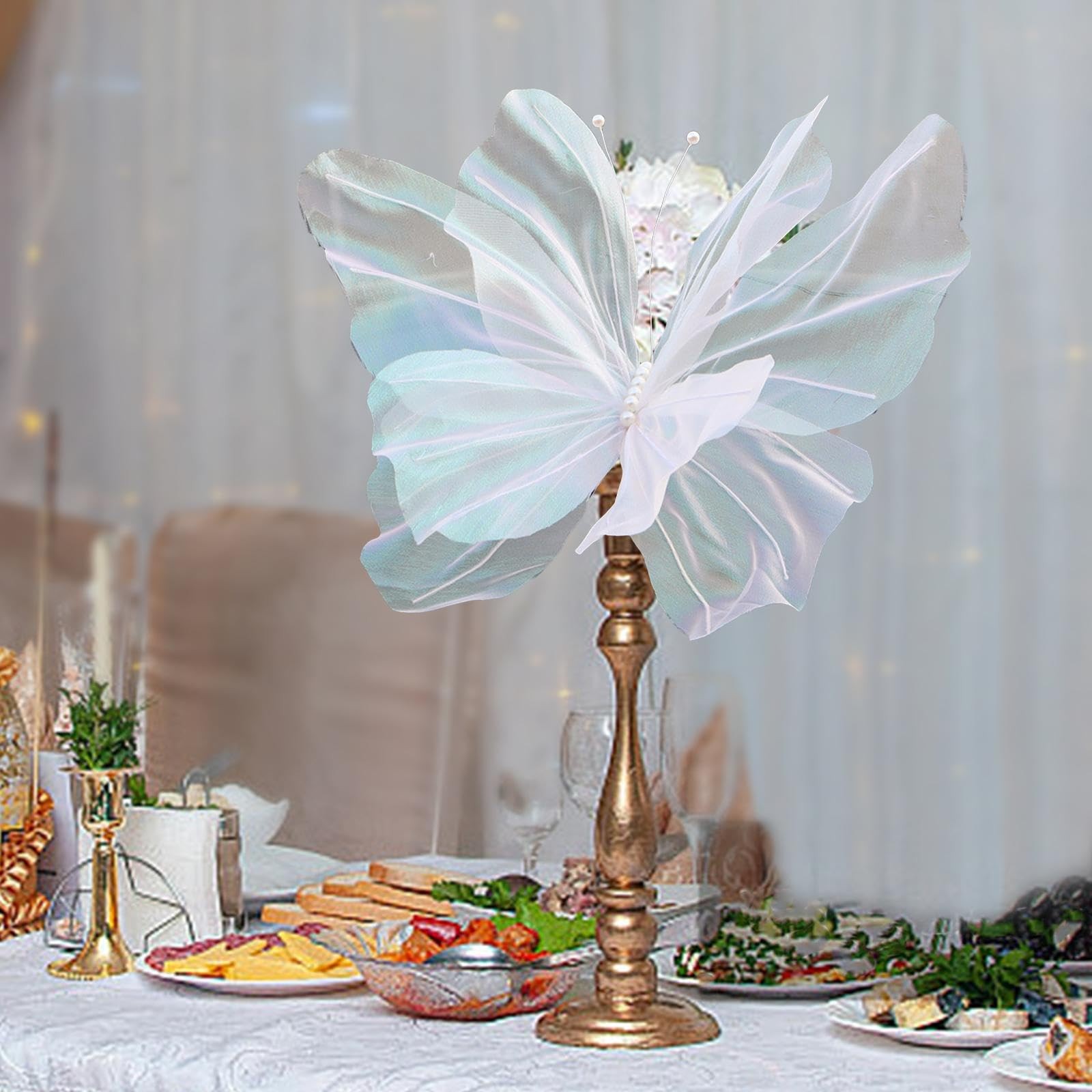 Silk Yarn Artificial Butterfly Decoration, Giant Gauze Fake Butterfly Mesh Ph…