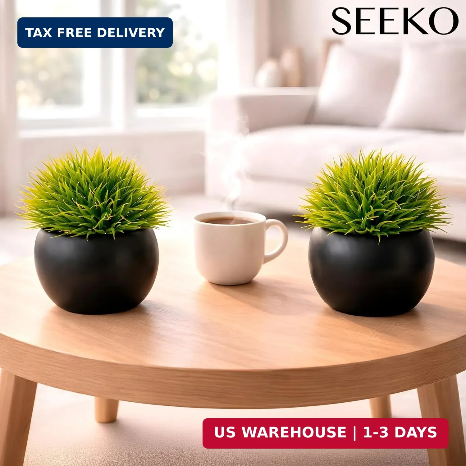 Fake Succulents Plants Artificial in Premium Ceramic Pots (2 Pack Round) Realist