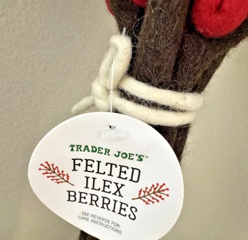 Trader Joe’s Holiday Felted Ilex Berries 6 Branches Christmas Tree Decor Red NEW