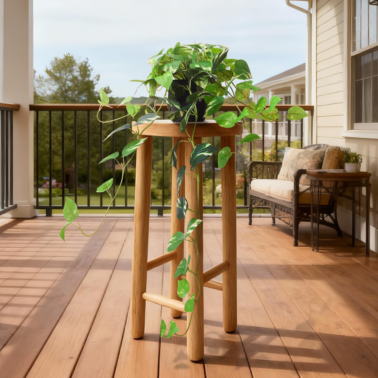 33 Inch Fake Pothos Hanging Plants Potted Artificial Silk Vines Indoor Decor