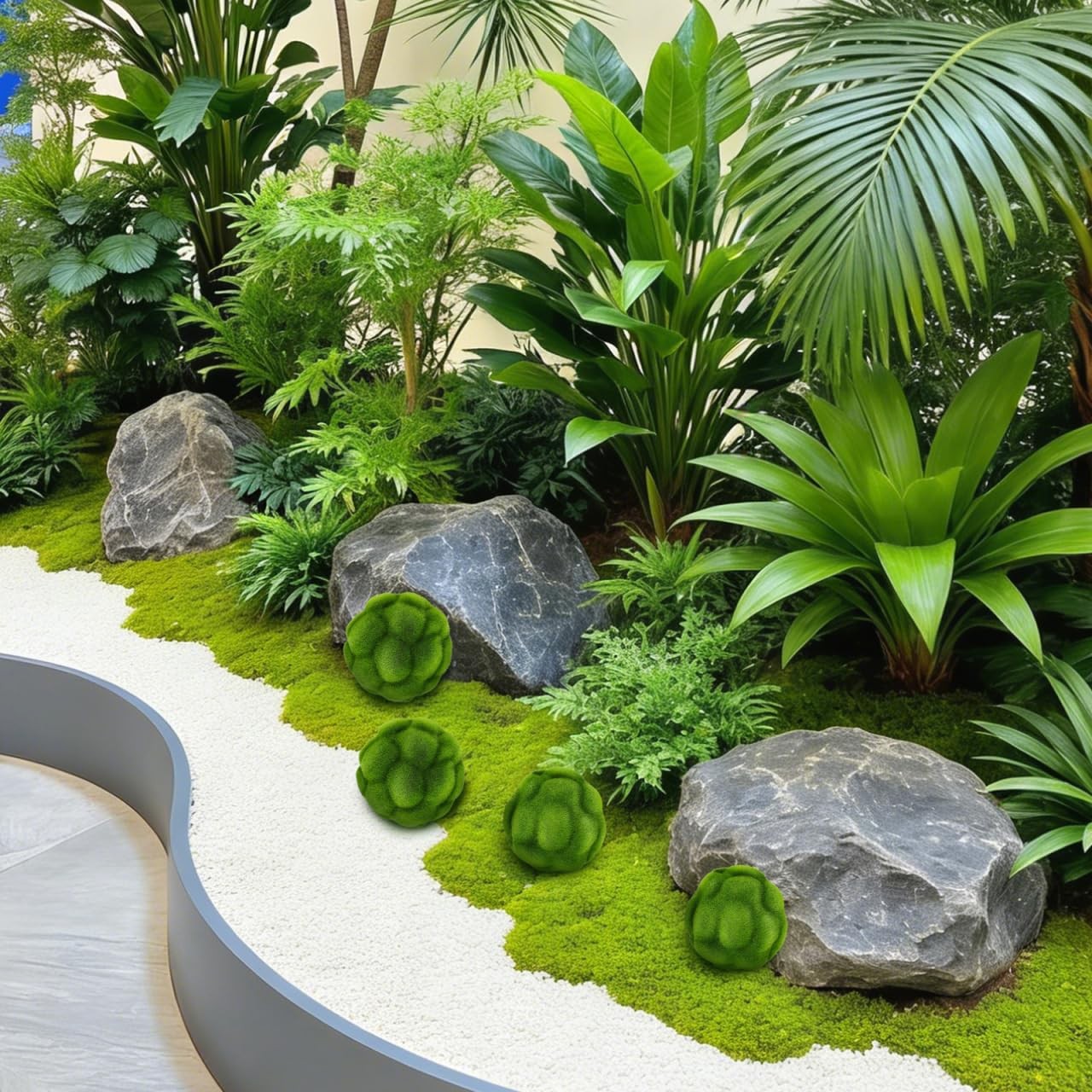 Faux Moss Balls Artificial Plant Decor Set of 2 4.72In Simulated Mossy Ball T…