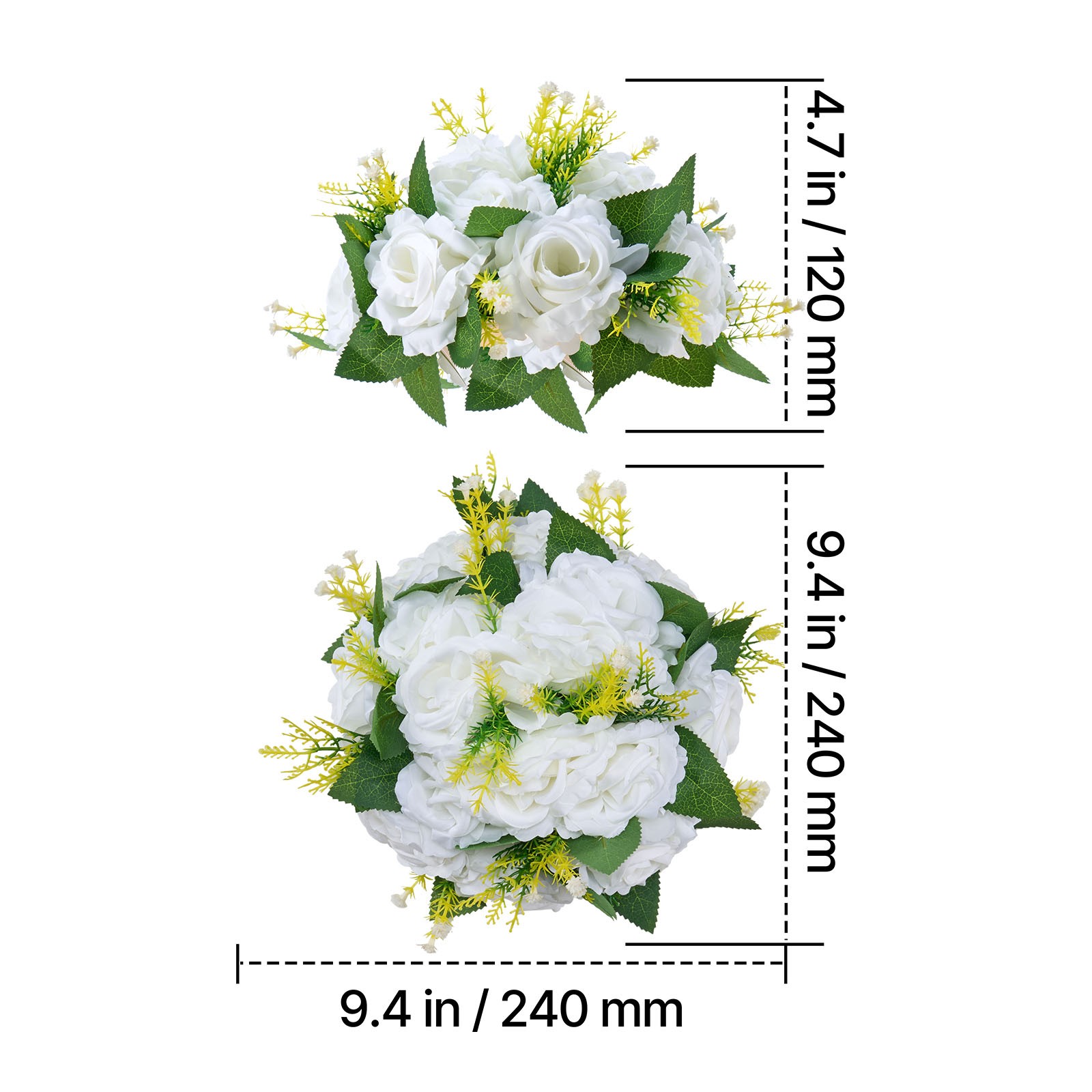 Uimoso 9.5-Inch Artificial Flower Balls for Wedding Centerpieces, Set of 10