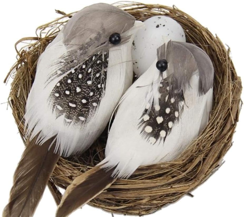 1Set Simulation Bird Nest with Bird and Eggs Decor, Fake Foam Feather Birds, …