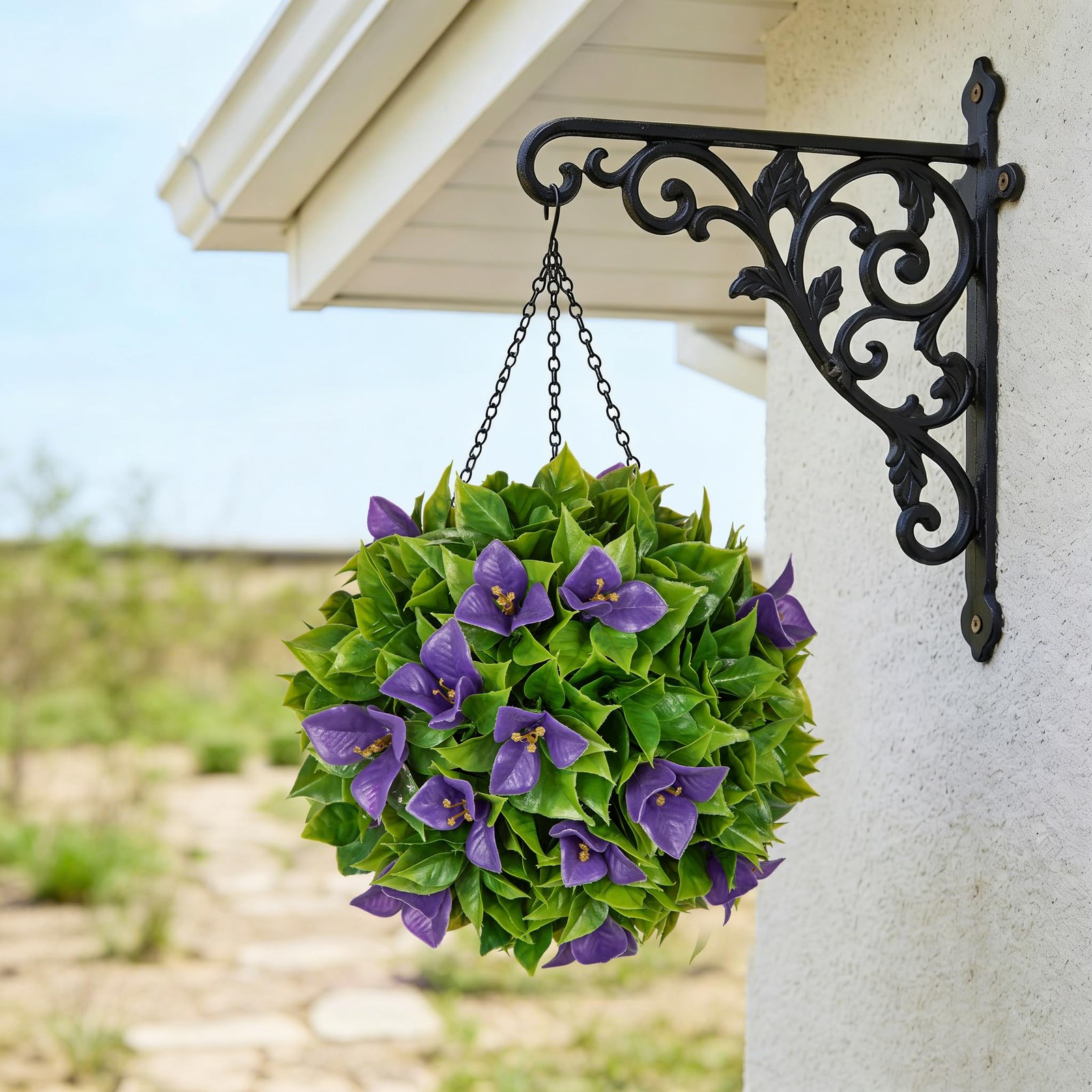 9″ Artificial Topiary Ball for Planter – Faux Bougainvillea Flower Sphere for…