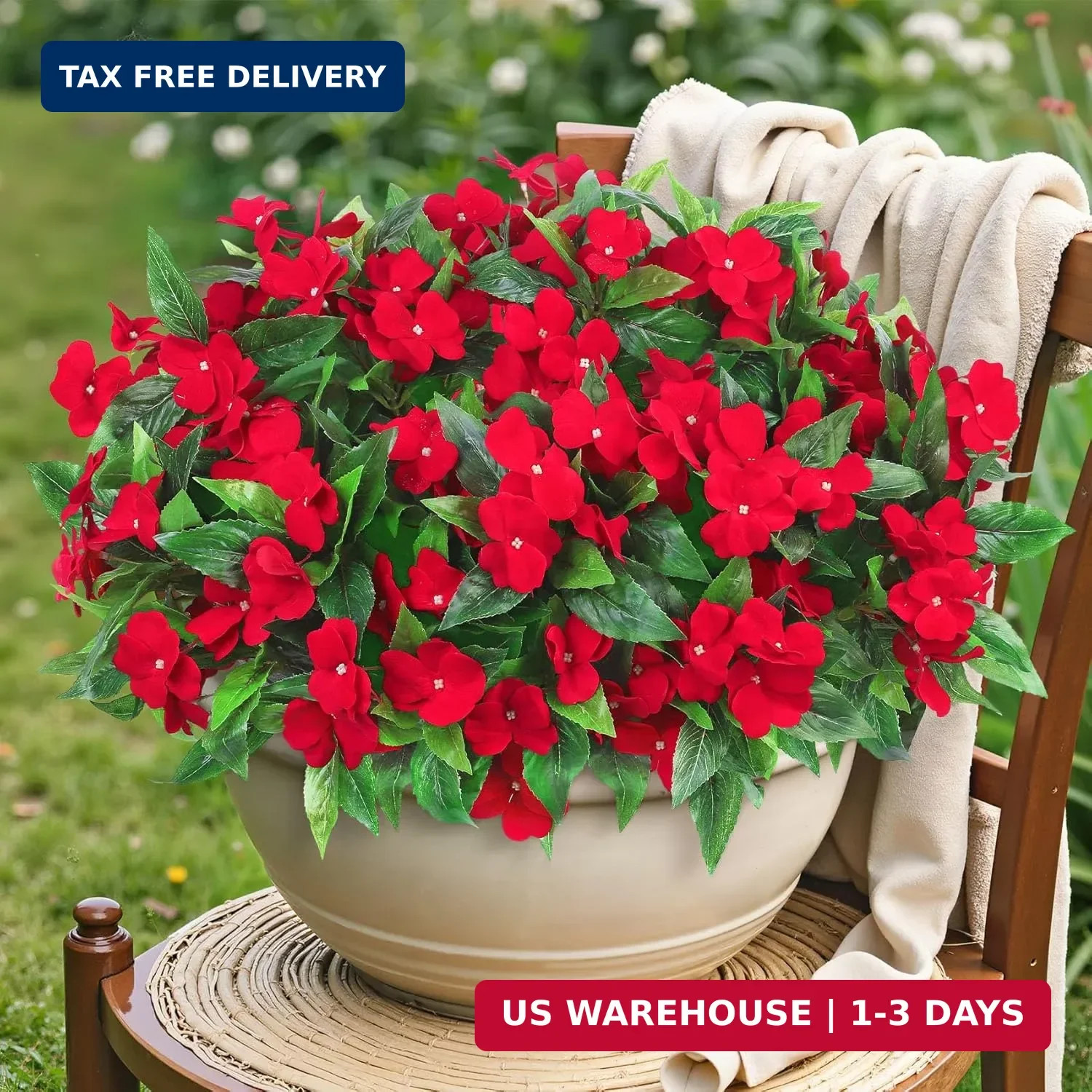 6 Bundles Artificial Impatiens Flowers for Outdoors Decoration, Silk Flowers …