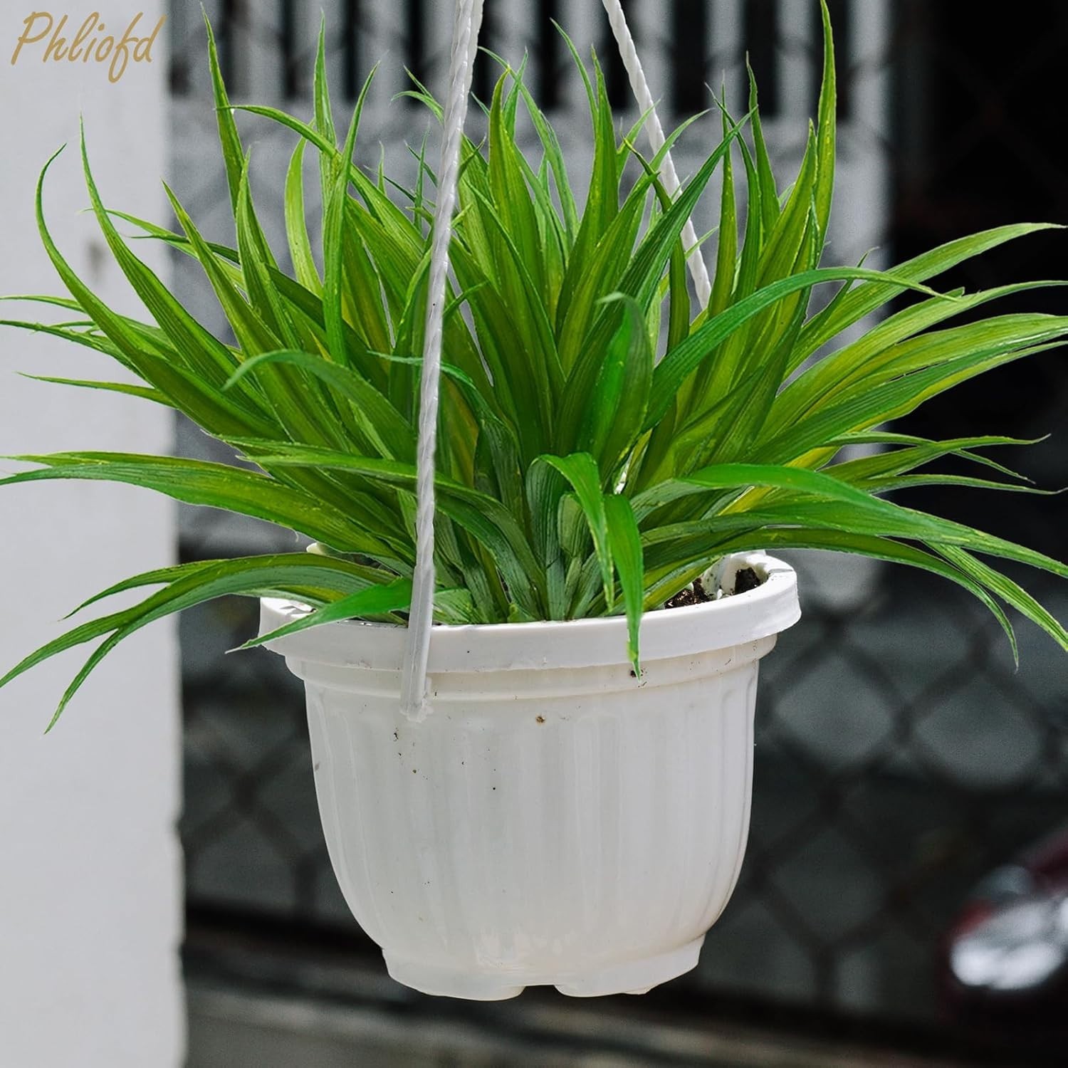 16Pcs Artificial Grass Fake Plants 17.3In 16 Leaves Outdoor Fake Grass UV Resist