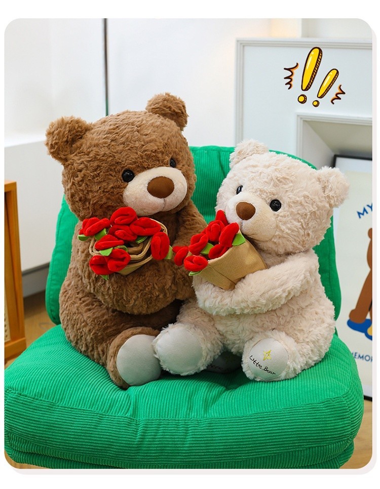 Cute Teddy Bear Plush Stuffed Holding Bouquet Removable transforms into a Hat