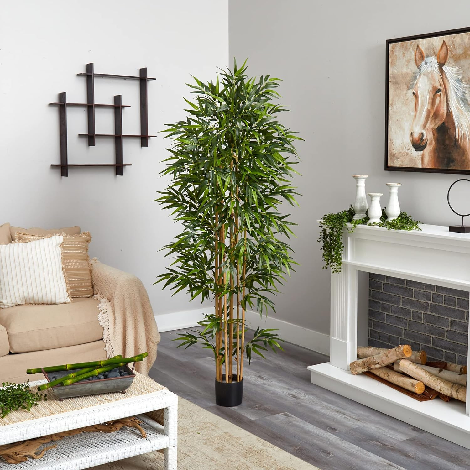 6.25-Ft Tall Artificial Bamboo Tree with 1440 Realistic Leaves for Home Decor