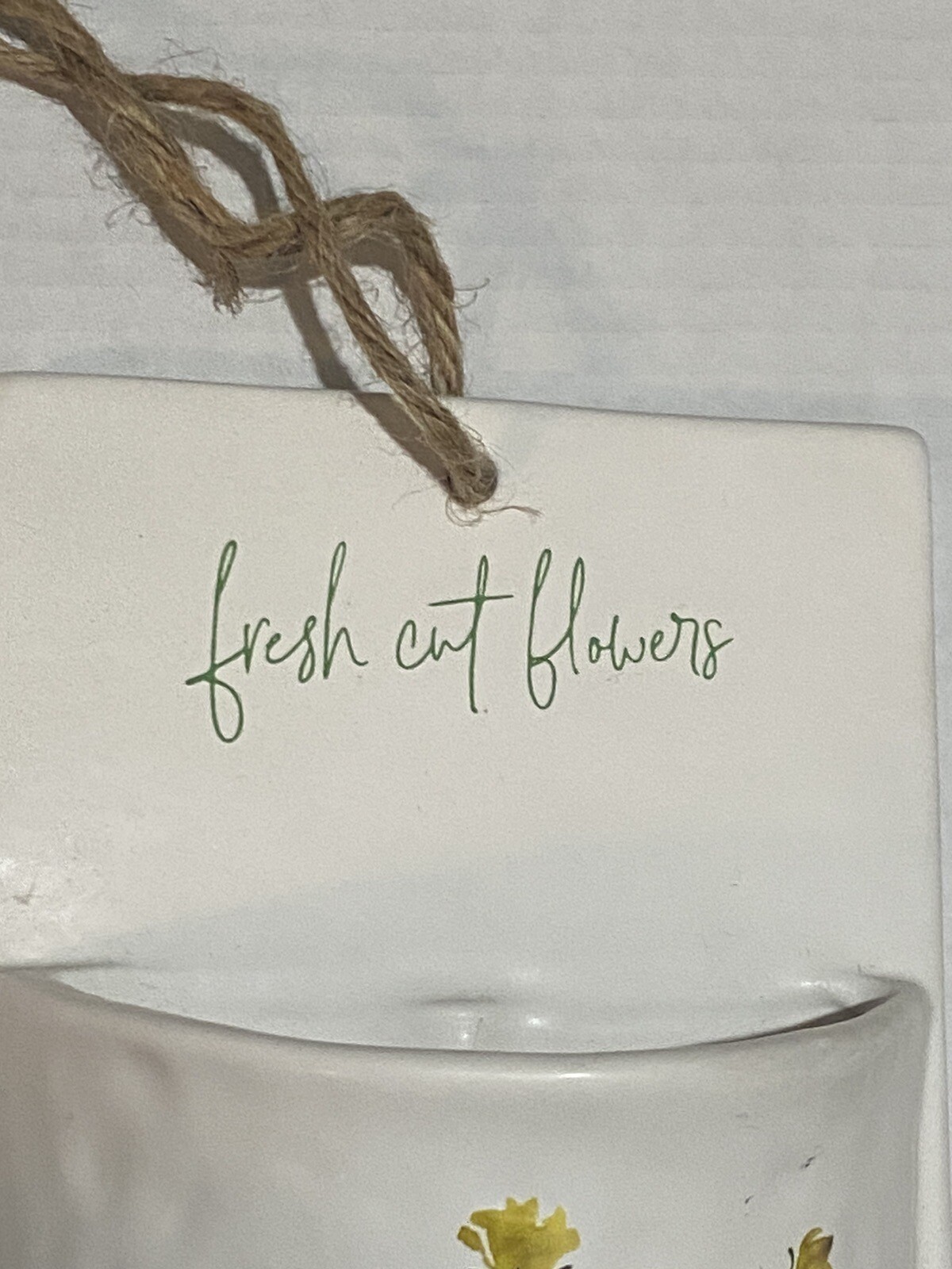 Wall Pocket Ceramic Decor “Fresh Cut Flowers” 2” Pocket Flower Greenery Vase