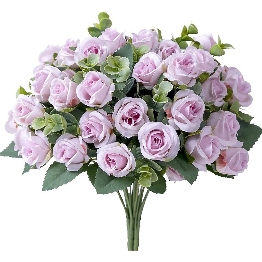 30cm Lightweight Artificial Bouquet Roses Eucalyptus 36g Wedding Decor