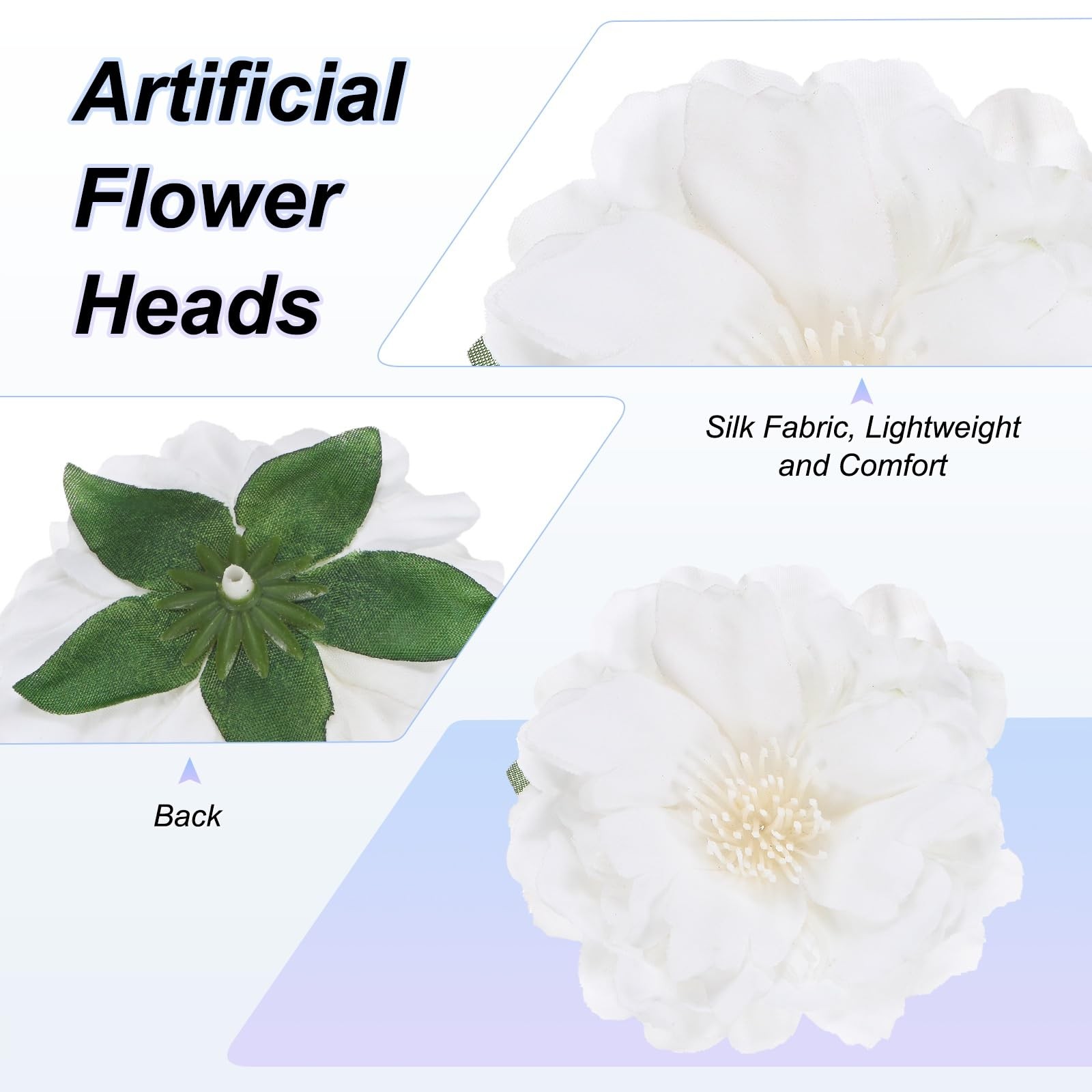 30Pack Artificial Peonies Heads 2.4 Inch Silk Faux Peony Head White