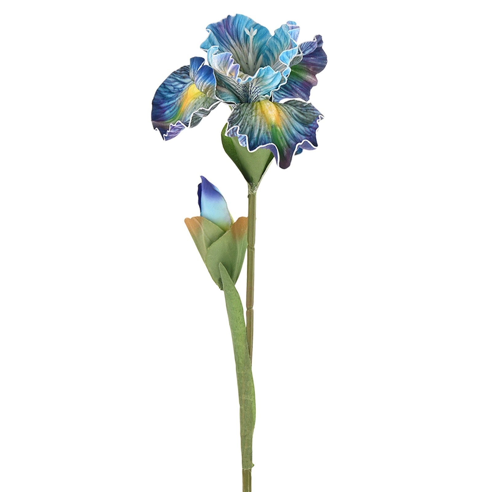 1-Pack Artificial Iris Flowers with Flower Bud 17.7 Inch for Home [Blue]