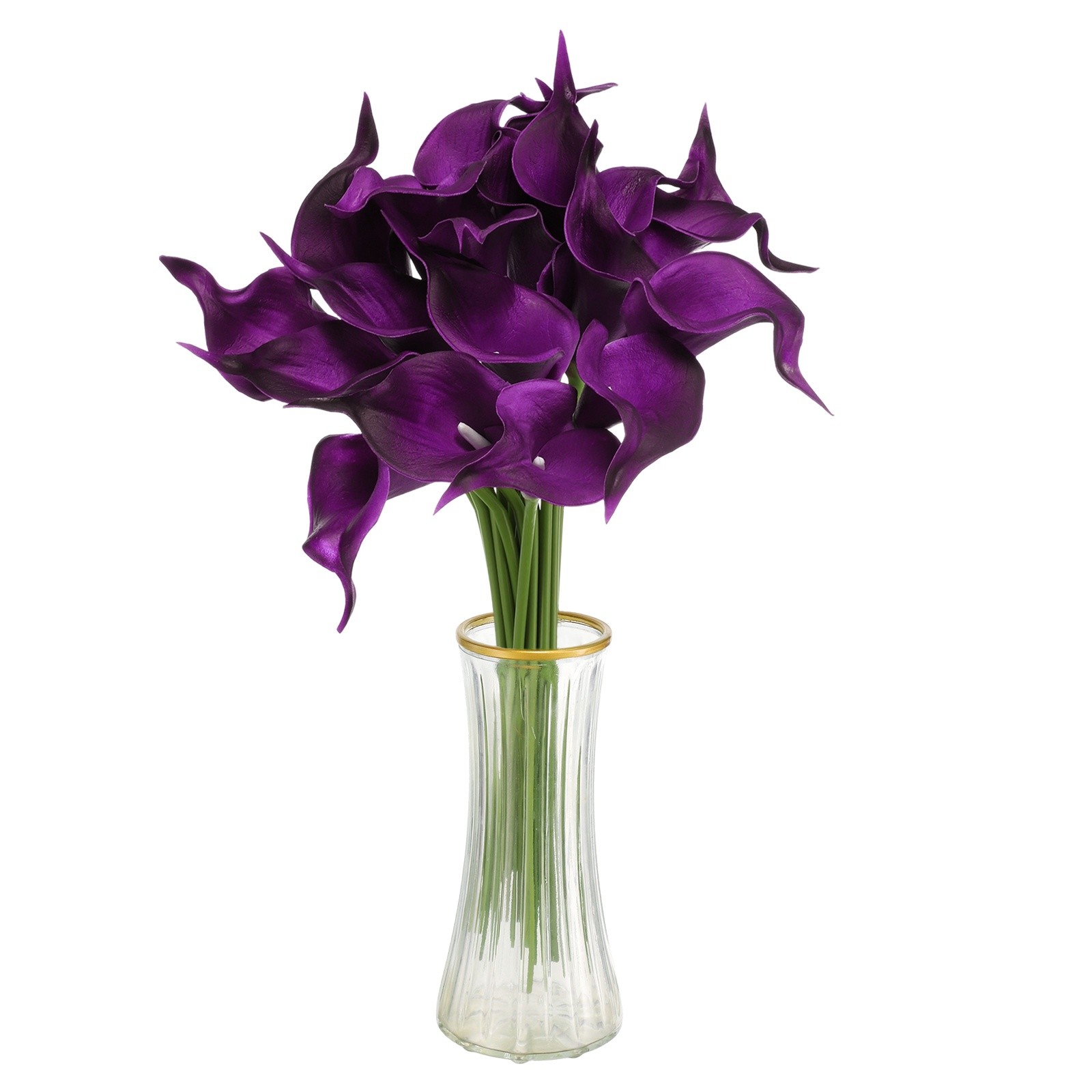 20pcs Artificial Calla Lily Fake Silk Flowers for Home Decor Dark Purple