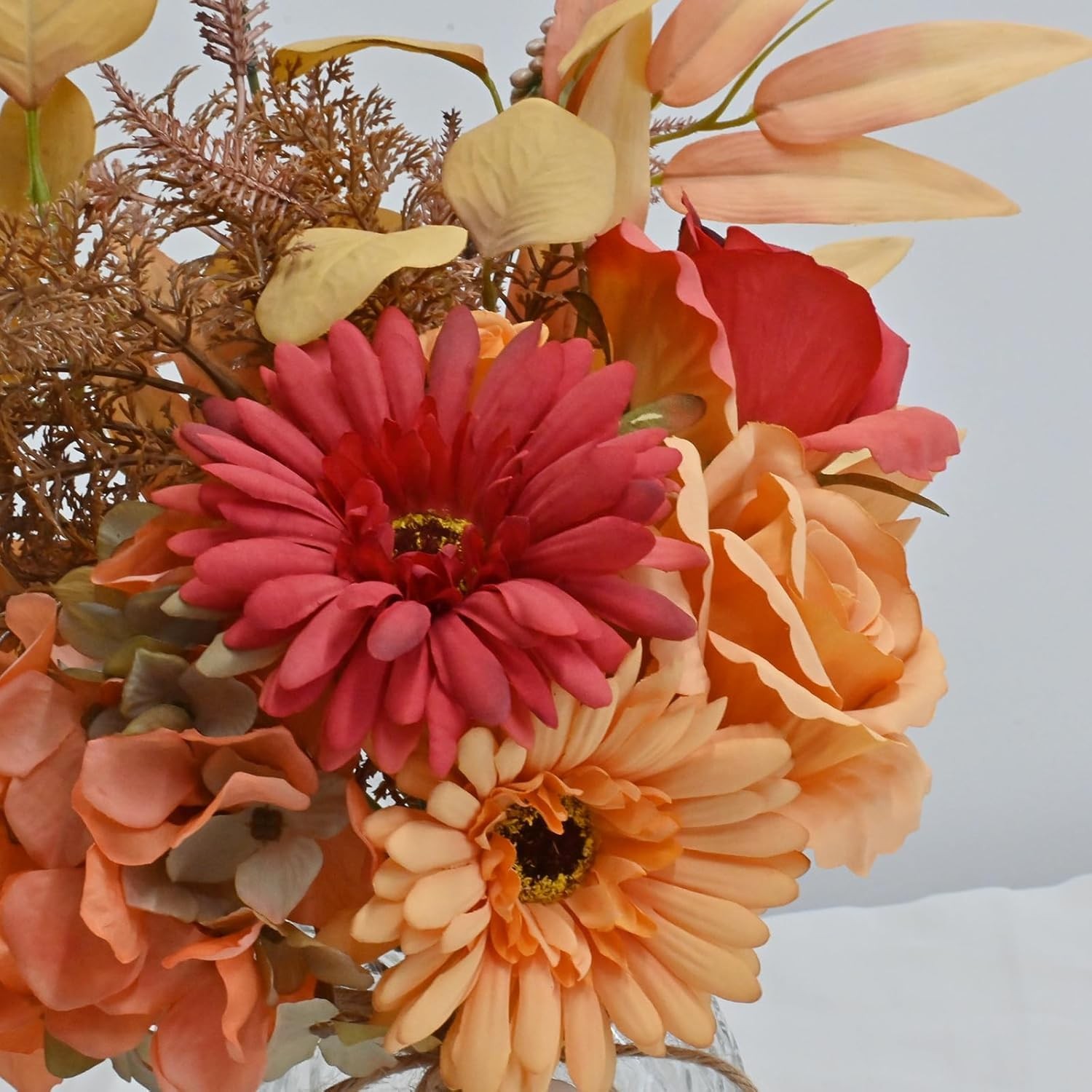 Autumn Artificial Flower Bouquet Vase Fall Silk Arrangement Faux Centerpiece