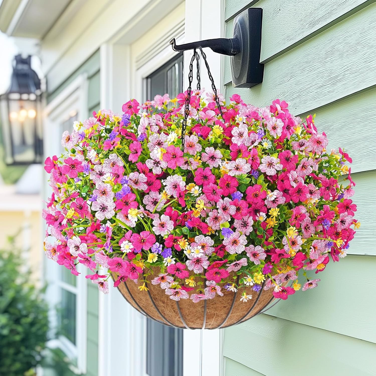 Artificial Outdoor Flowers 12 Bundles UV Resistant Porch Garden Decor