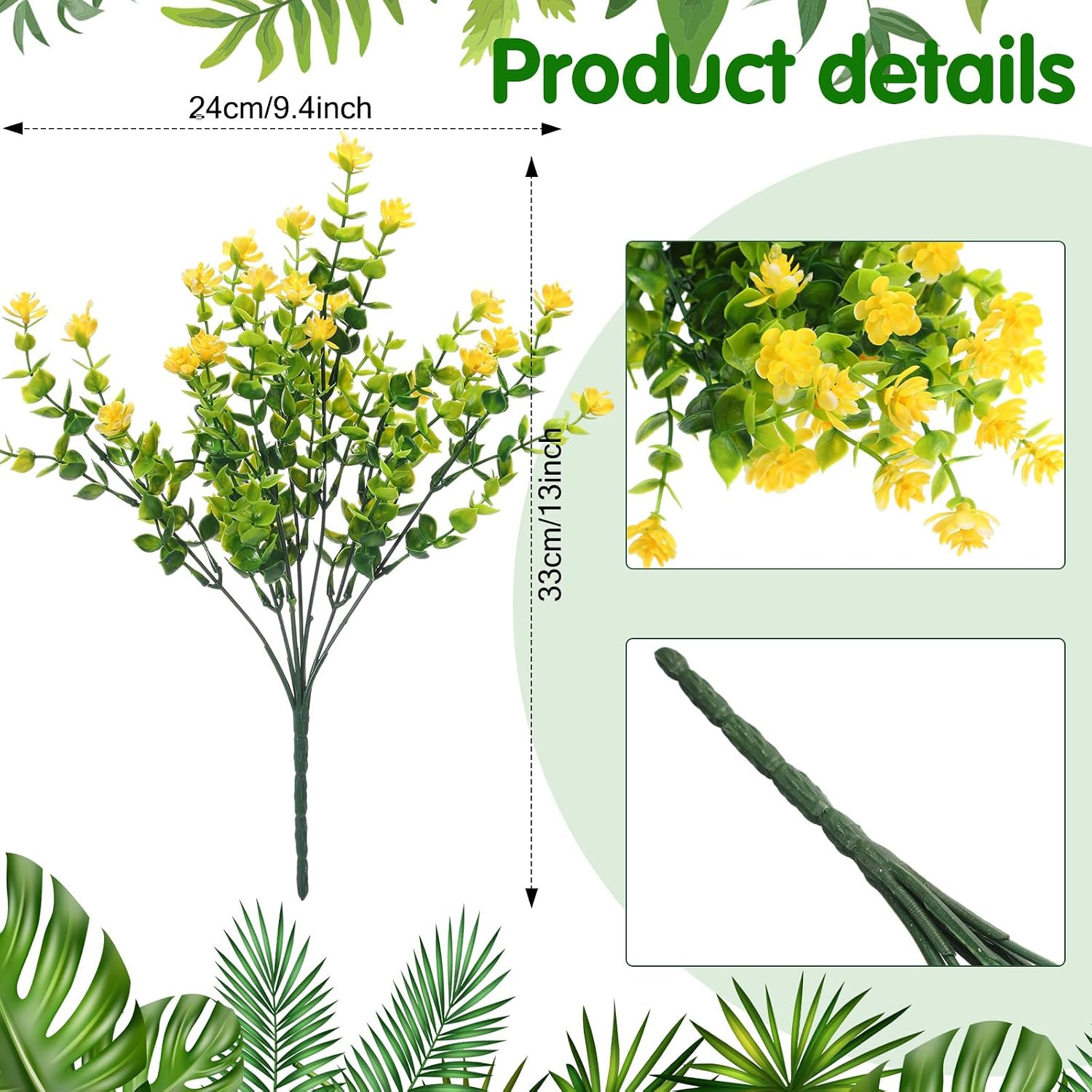 48 Bundles UV Resistant Artificial Flowers for Outdoor Spring & Summer Decor